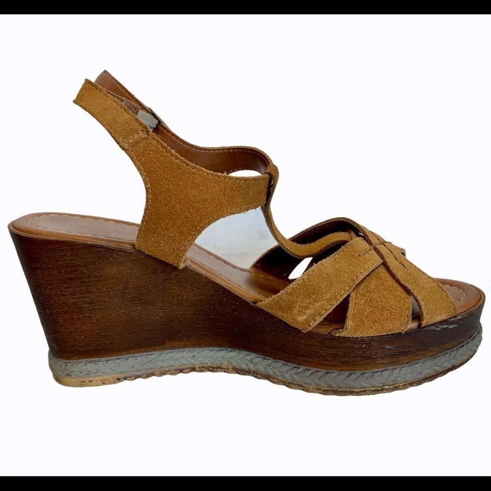 Mariella Italian Brown suede wedge sandals Sz 40